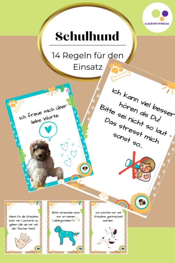 Regeln für den Einsatz eines Schulhundes - 2 Designs plus Blanko - Eduki Arbeitsmaterial für Lehrerin + Lehrer mit Schulhund