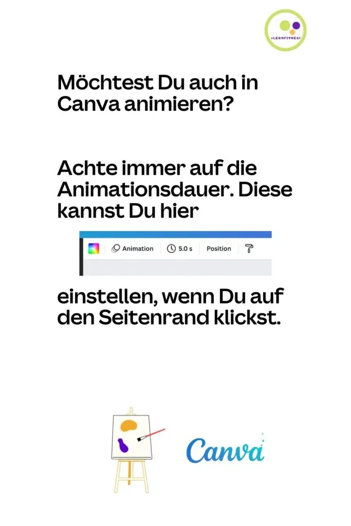 Animieren mit Canva - Animationsdauer wichtig