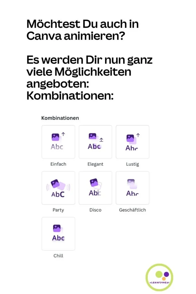Objektanimationen in Canva - Animieren in Canva mir Kombinationen