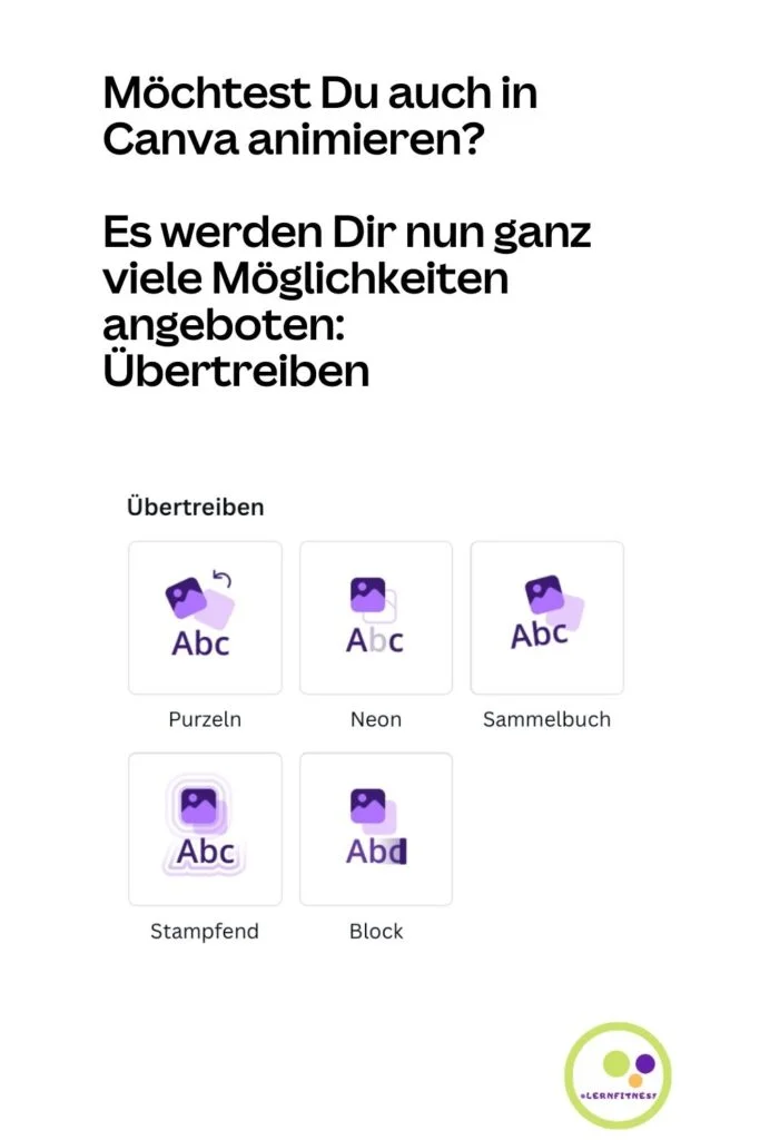 Objektanimationen in Canva - Animieren in Canva mit Übertreiben