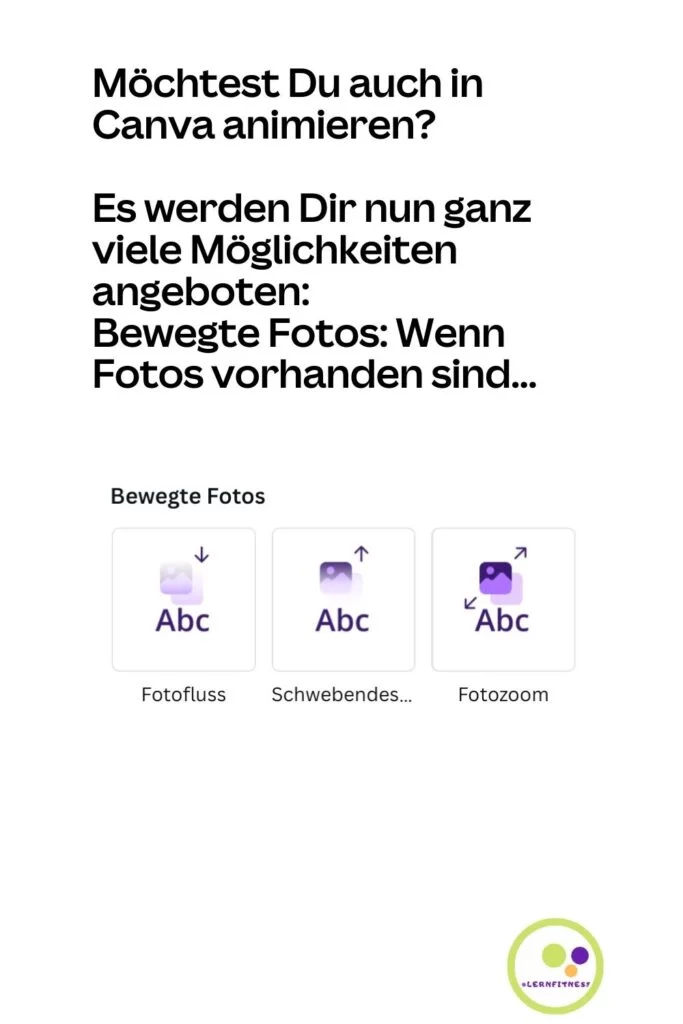 Objektanimationen in Canva - Animieren in Canva mit bewegten Fotos