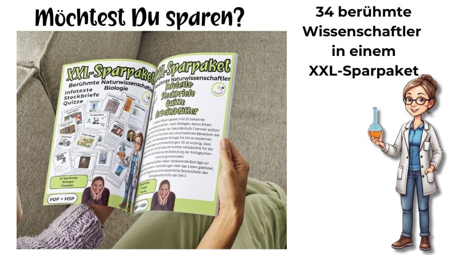 Materialpaket mit 34 bekannten Forscher:innen – Steckbriefe, Quiz und Infotexte für die Sek I