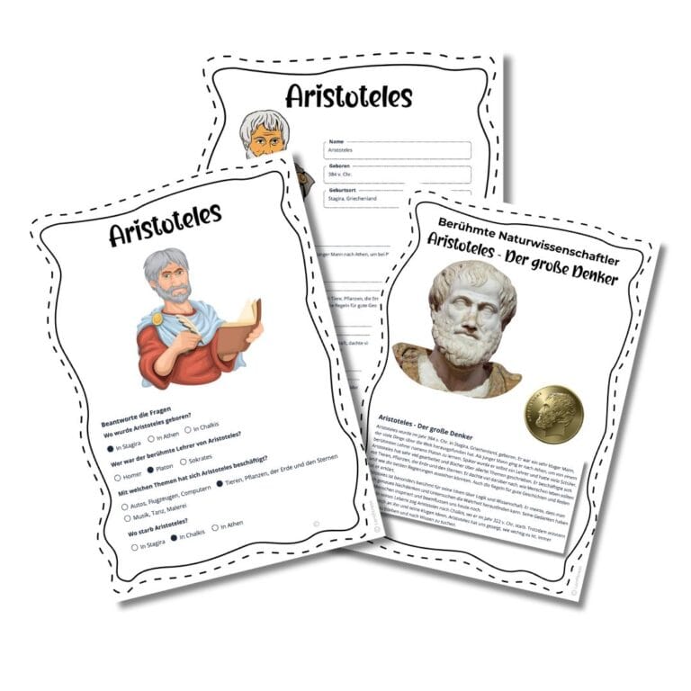 Arbeitsmaterial über Aristoteles: Infotext, Steckbrief und Quiz für den naturwissenschaftlichen Unterricht
