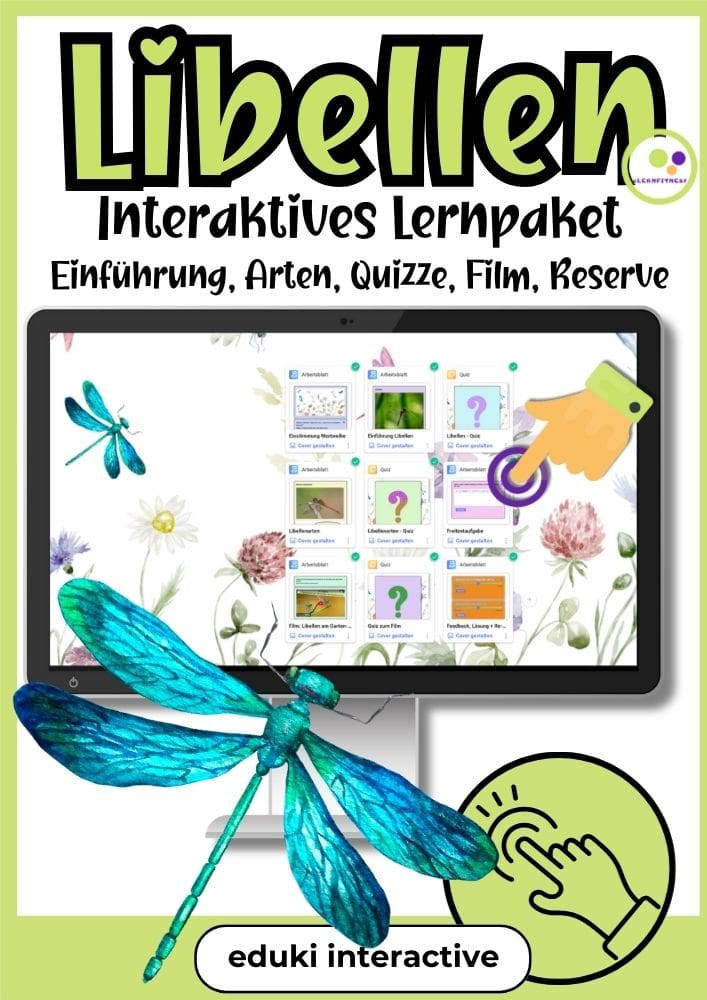 Libellen interaktives Lernpaket Unterrichtsmaterial auf Eduki – Einführung, Arten, Aufgaben, Quizze und Film (eduki interactive) von Lernfitness