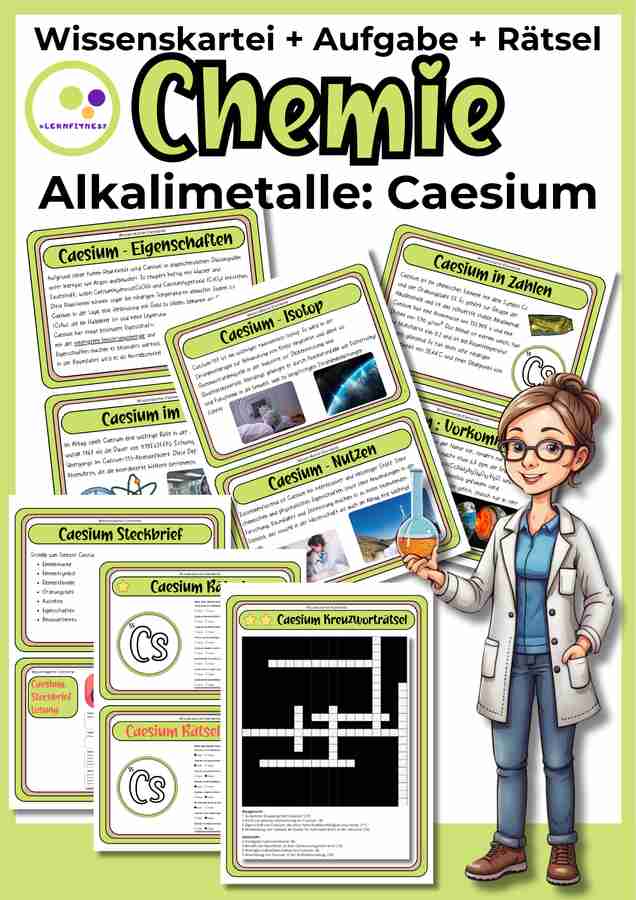 Alkalimetalle Caesium Wissenskartei Unterrichtsmaterial Chemie auf Eduki – Steckbrief und Quizze von Lernfitness
