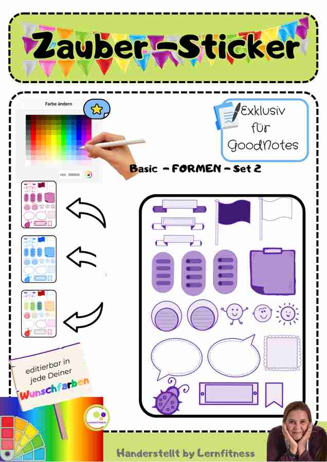 Zaubersticker für GoodNotes - editierbar in jede Wunschfarbe - Magic Stickers