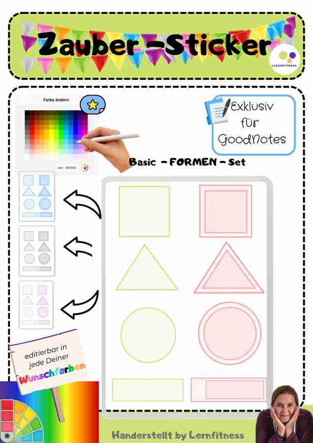 Zaubersticker für GoodNotes - Magic Stickers editierbar in jede Wunschfarbe