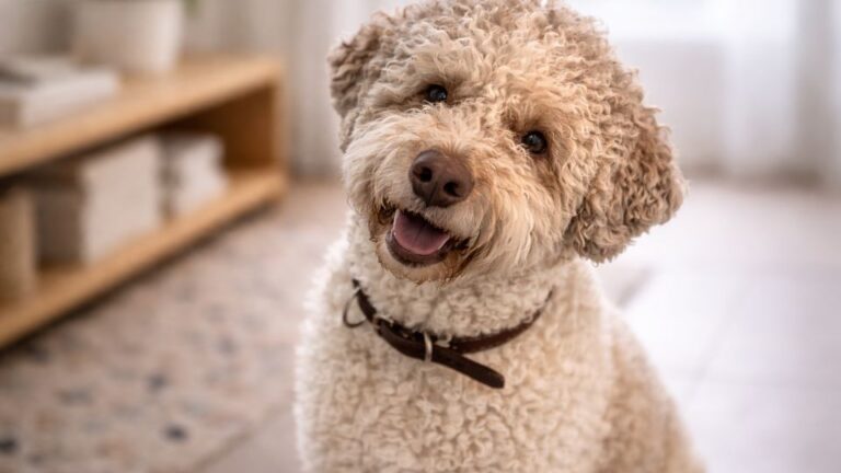 Happy Joe – Lagotto Romagnolo, Familien- und Schulhund, aufmerksam und entspannt im Alltag.