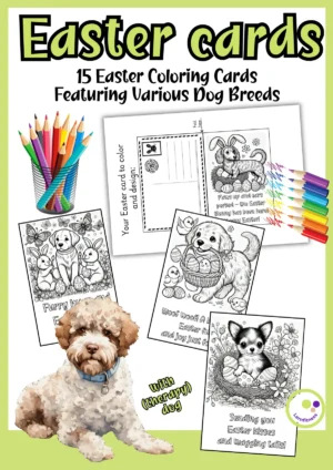 Englisch Easter Cards mit Hundemotiven als Ausmalvorlagen für Grundschule und Sekundarstufe I
