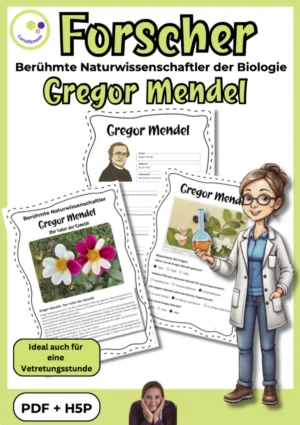 Unterrichtsmaterial zu Gregor Mendel mit Steckbrief, Infotext und Quiz für Biologie Klasse 6–8 zur Einführung in die Genetik