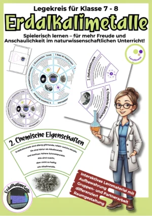 Legekreis Erdalkalimetalle für Klasse 7–8 als interaktives Chemie-Unterrichtsmaterial zur 2. Hauptgruppe mit Lösungen.