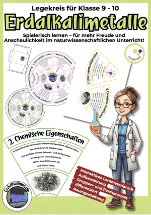 Legekreis Erdalkalimetalle für Klasse 9–10 als interaktives Chemie-Unterrichtsmaterial zur 2. Hauptgruppe mit Lösungen und Differenzierung.