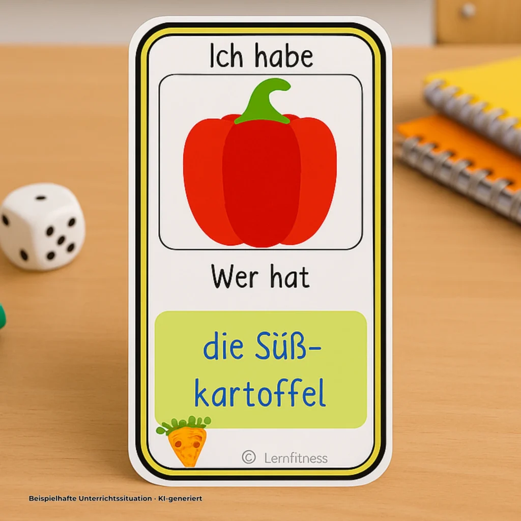 Spielkarte aus Ich habe, wer hat? Gemüse zur Wortschatzarbeit und Sprachförderung in Deutsch, DaZ und DaF