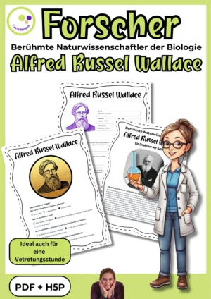 Titelblatt des Forschermaterials über Alfred Russel Wallace, Evolution und Wallace-Linie