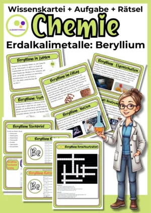 Beryllium Wissenskartei mit Steckbrief-Aufgabe und Rätseln für den Chemieunterricht