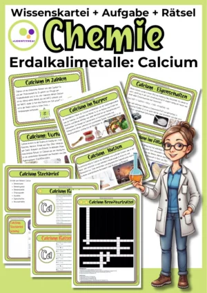 Titelbild: Calcium Wissenskartei mit Steckbrief-Aufgaben und Rätseln