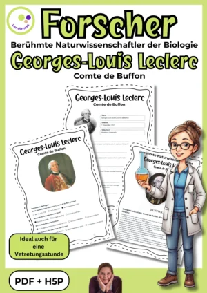 Titelblatt des Forschermaterials über Comte de Buffon und die Naturgeschichte