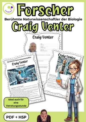 Titelblatt des Biologie-Forschermaterials über Craig Venter und Genomforschung