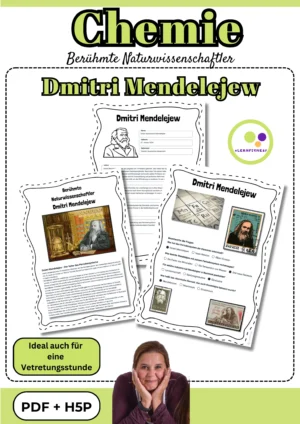 Titelblatt des Forschermaterials über Dmitri Mendelejew für Chemie
