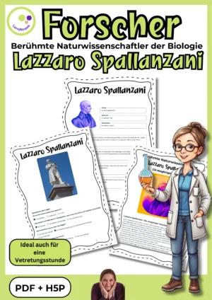 Titelblatt des Forschermaterials über Lazzaro Spallanzani, Mikroorganismen und Verdauung