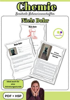 Titelblatt des Forschermaterials über Niels Bohr für Chemie und Physik