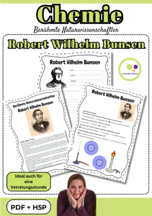 Titelblatt des Forschermaterials über Robert Wilhelm Bunsen für Chemie
