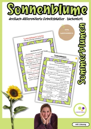 Deckblatt der differenzierten Sonnenblumen-Lückentexte