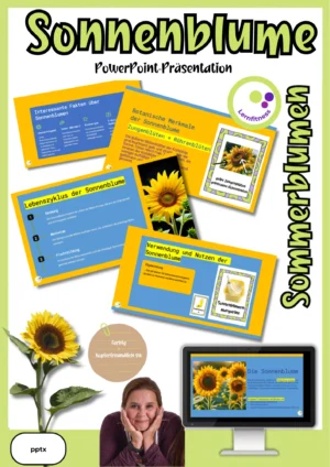 Originalcover der Sonnenblumen-PowerPoint-Präsentation mit Folienvorschau