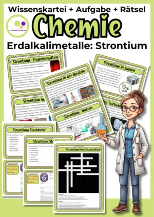 Titelbild: Strontium Wissenskartei mit Steckbrief-Aufgaben und Rätseln