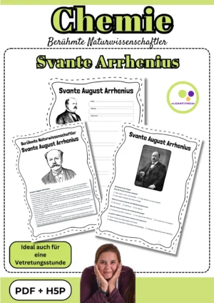 Titelblatt des Forschermaterials über Svante Arrhenius für Chemie und Physik