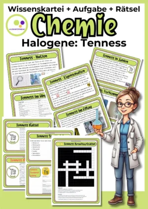 Titelblatt der Tenness-Wissenskartei mit 6 Wissenskarten, Steckbrief und Rätseln